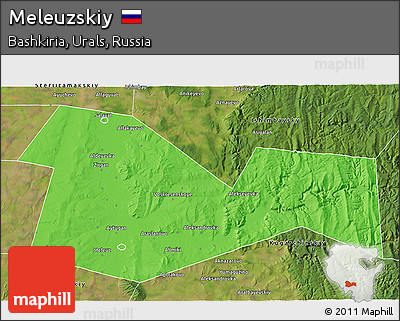 Political 3D Map of Meleuzskiy, satellite outside