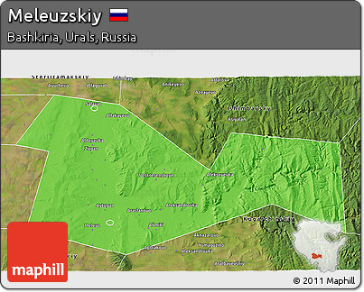 Political 3D Map of Meleuzskiy, satellite outside