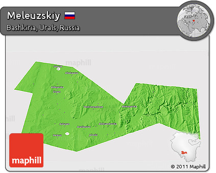 Political 3D Map of Meleuzskiy, single color outside