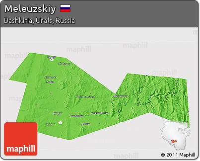 Political 3D Map of Meleuzskiy, single color outside