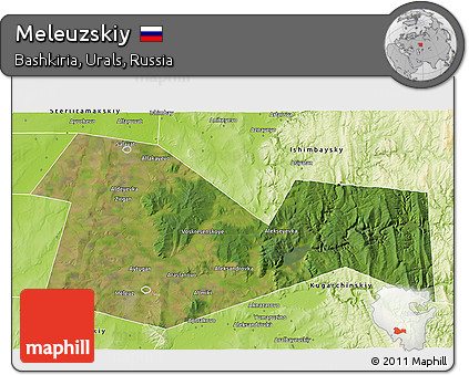 Satellite 3D Map of Meleuzskiy, physical outside