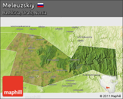 Satellite 3D Map of Meleuzskiy, physical outside