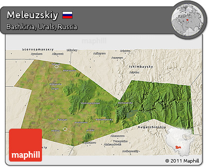 Satellite 3D Map of Meleuzskiy, shaded relief outside