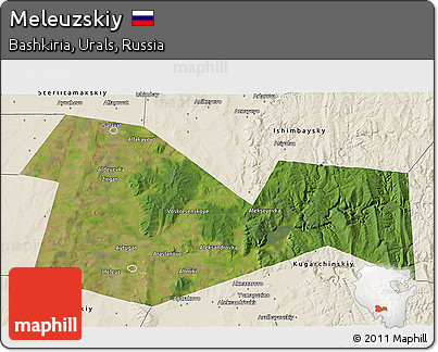 Satellite 3D Map of Meleuzskiy, shaded relief outside