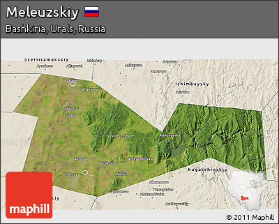 Satellite 3D Map of Meleuzskiy, shaded relief outside