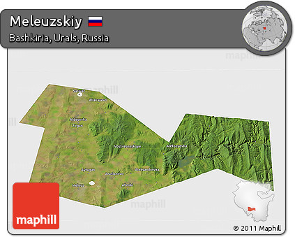 Satellite 3D Map of Meleuzskiy, single color outside