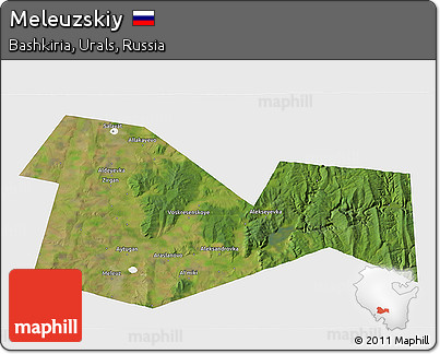 Satellite 3D Map of Meleuzskiy, single color outside