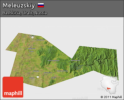 Satellite 3D Map of Meleuzskiy, single color outside