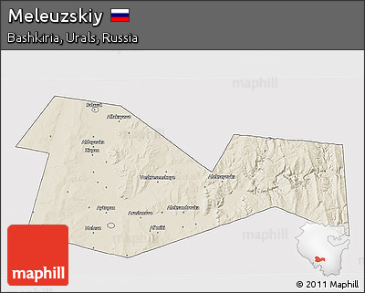 Shaded Relief 3D Map of Meleuzskiy, cropped outside