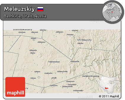 Shaded Relief 3D Map of Meleuzskiy