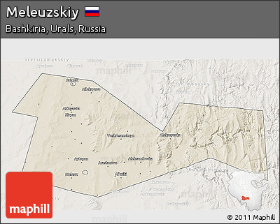 Shaded Relief 3D Map of Meleuzskiy, lighten