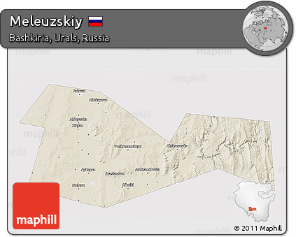 Shaded Relief 3D Map of Meleuzskiy, single color outside