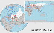 Gray Location Map of Meleuzskiy, highlighted country, highlighted grandparent region, within the entire country