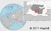 Gray Location Map of Meleuzskiy, highlighted parent region, highlighted grandparent region
