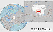 Gray Location Map of Meleuzskiy, highlighted parent region, hill shading