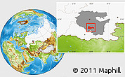 Physical Location Map of Meleuzskiy, highlighted country, highlighted parent region