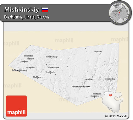 Classic Style 3D Map of Mishkinskiy, single color outside