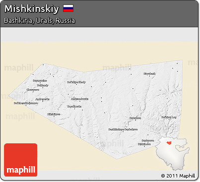 Classic Style 3D Map of Mishkinskiy, single color outside