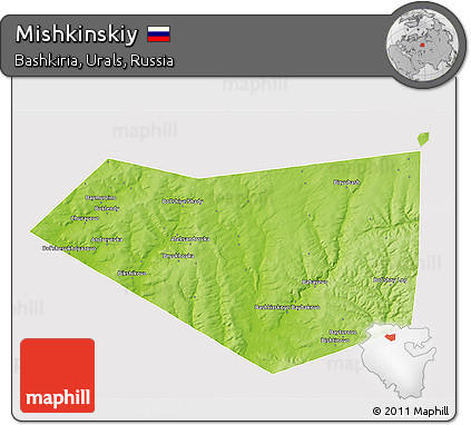 Physical 3D Map of Mishkinskiy, cropped outside