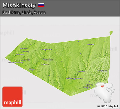 Physical 3D Map of Mishkinskiy, cropped outside