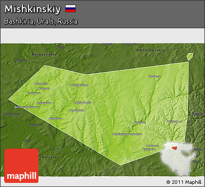 Physical 3D Map of Mishkinskiy, darken