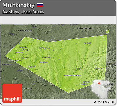 Physical 3D Map of Mishkinskiy, darken, semi-desaturated