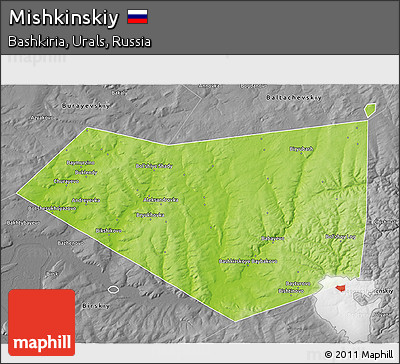 Physical 3D Map of Mishkinskiy, desaturated
