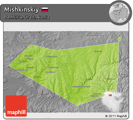 Physical 3D Map of Mishkinskiy, desaturated