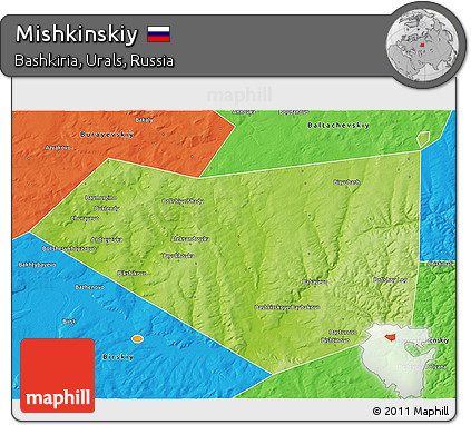 Physical 3D Map of Mishkinskiy, political outside