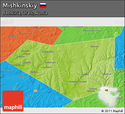 Physical 3D Map of Mishkinskiy, political outside
