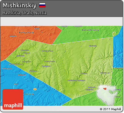 Physical 3D Map of Mishkinskiy, political outside