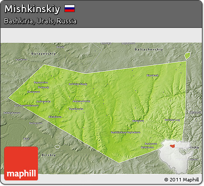 Physical 3D Map of Mishkinskiy, semi-desaturated