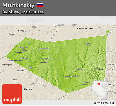 Physical 3D Map of Mishkinskiy, shaded relief outside