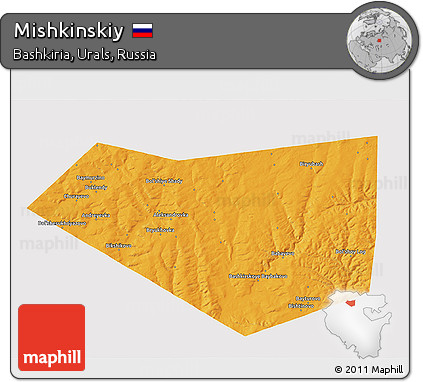 Political 3D Map of Mishkinskiy, single color outside