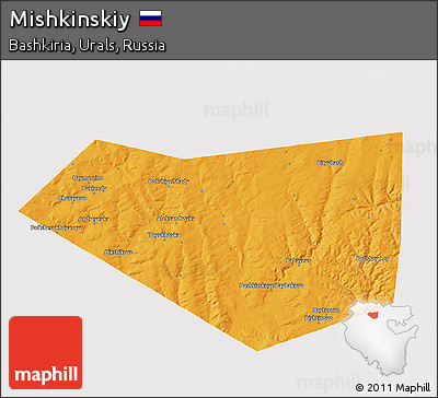 Political 3D Map of Mishkinskiy, single color outside