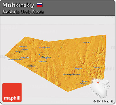 Political 3D Map of Mishkinskiy, single color outside