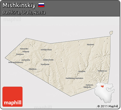 Shaded Relief 3D Map of Mishkinskiy, cropped outside