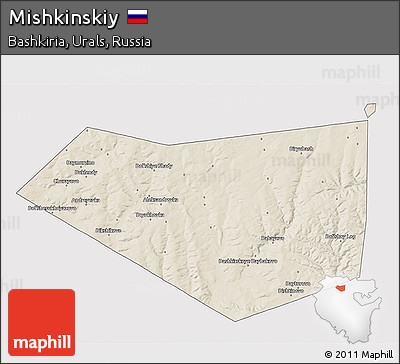 Shaded Relief 3D Map of Mishkinskiy, cropped outside