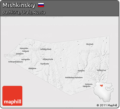 Silver Style 3D Map of Mishkinskiy, single color outside
