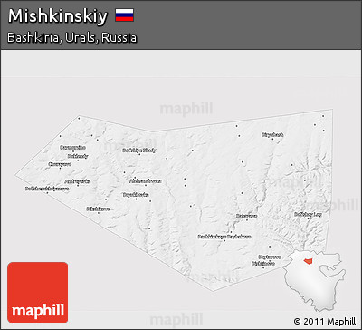 Silver Style 3D Map of Mishkinskiy, single color outside