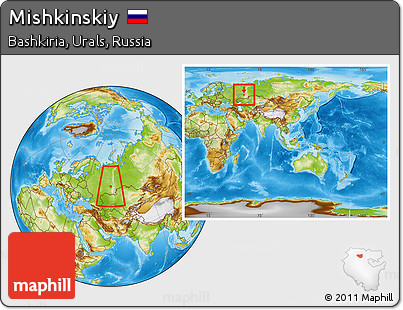 Physical Location Map of Mishkinskiy, within the entire country
