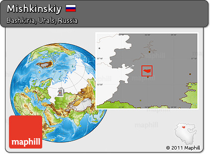 Physical Location Map of Mishkinskiy, highlighted country, highlighted grandparent region