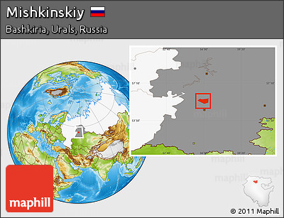 Physical Location Map of Mishkinskiy, highlighted country, highlighted grandparent region