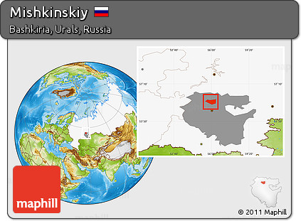 Physical Location Map of Mishkinskiy, highlighted country, highlighted parent region