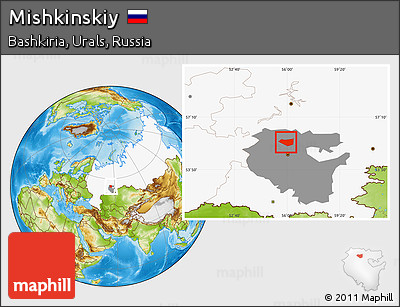 Physical Location Map of Mishkinskiy, highlighted country, highlighted parent region