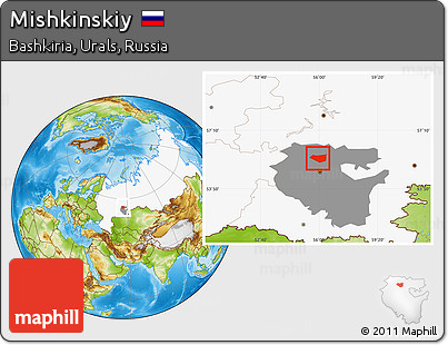 Physical Location Map of Mishkinskiy, highlighted country, highlighted parent region