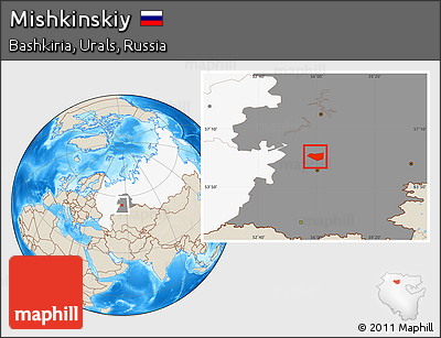 Shaded Relief Location Map of Mishkinskiy, highlighted country, highlighted grandparent region