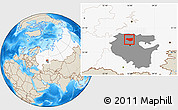 Shaded Relief Location Map of Mishkinskiy, highlighted country, highlighted parent region