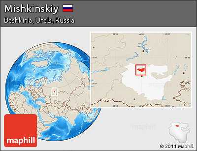 Shaded Relief Location Map of Mishkinskiy, highlighted parent region