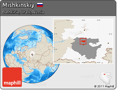 Shaded Relief Location Map of Mishkinskiy, highlighted parent region, highlighted grandparent region